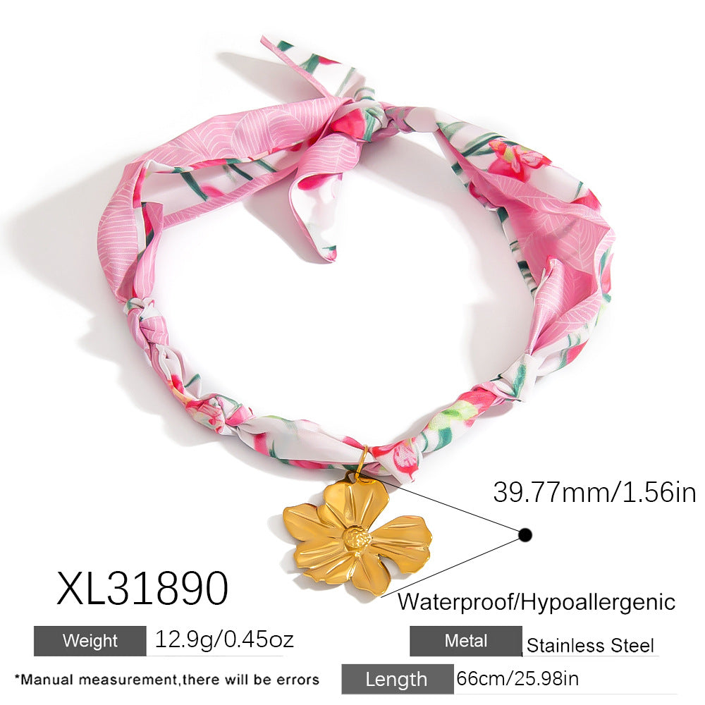 Sweetheart Floral Stainless Steel Pendant Necklace Fashionable Casual Accessories