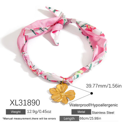 Sweetheart Floral Stainless Steel Pendant Necklace Fashionable Casual Accessories