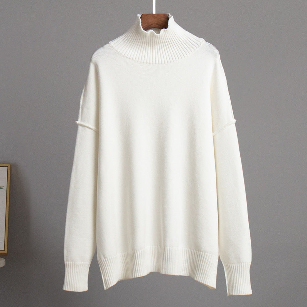 Casual Turtleneck Sweater for Women Cozy Knit Pullover