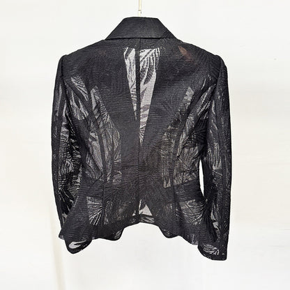 Fashionable Slim Fit Embroidered Mesh Blazer Jacket