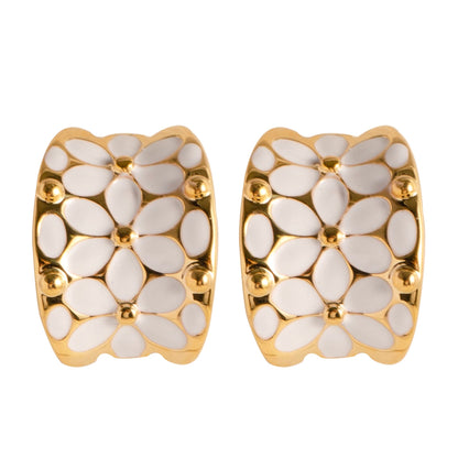 Chic Floral C-Shaped Earrings With 925 Silver Posts