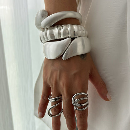 Geometric Wrinkled Spring Bangles Set Spring/Winter Style