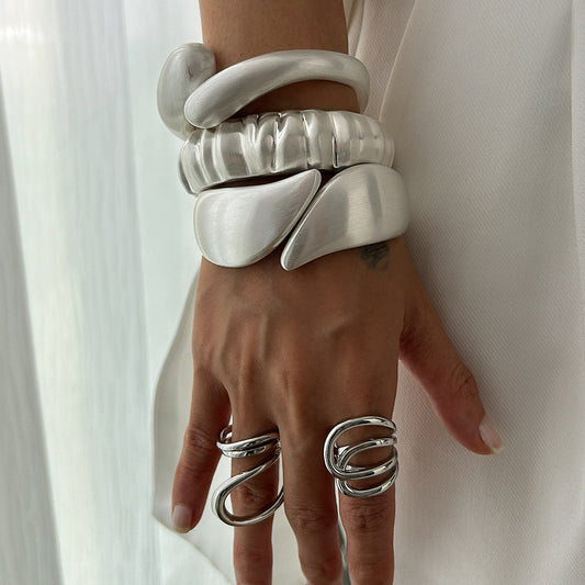 Geometric Wrinkled Spring Bangles Set Spring/Winter Style