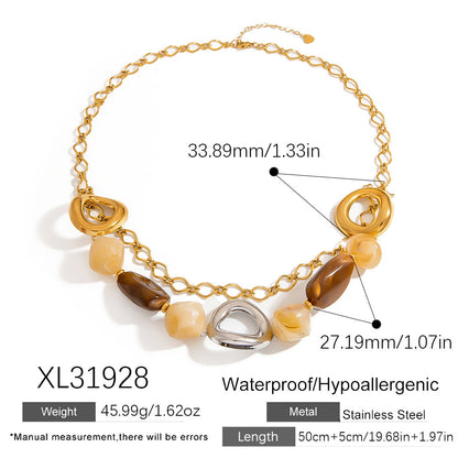 Stainless Steel Resin Necklace Irregular Acrylic Bead Choker