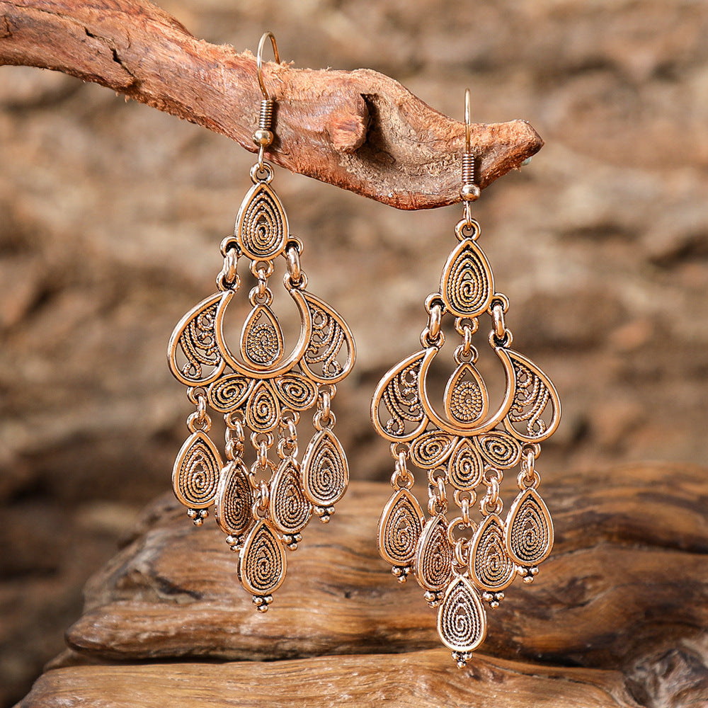 Bohemian Handcrafted Peacock Tassel Earrings Vintage Style Earrings