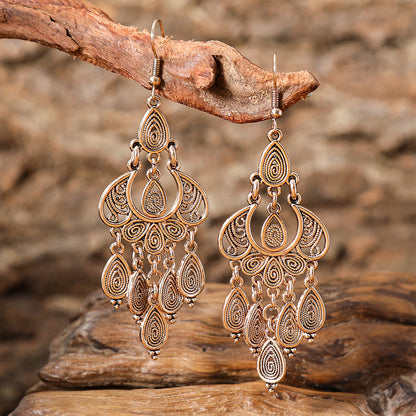 Bohemian Handcrafted Peacock Tassel Earrings Vintage Style Earrings