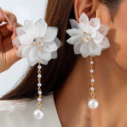Colorful Resin Flower Petal Earrings Sweet Floral Studs