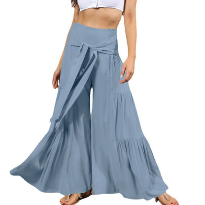 Casual Loose Wide Leg Pants With Drawstring High Waist