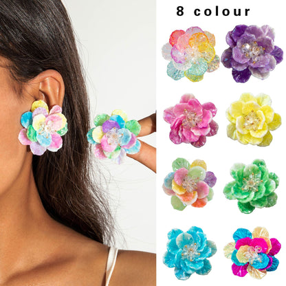 Colorful Resin Flower Petal Earrings Sweet Floral Studs