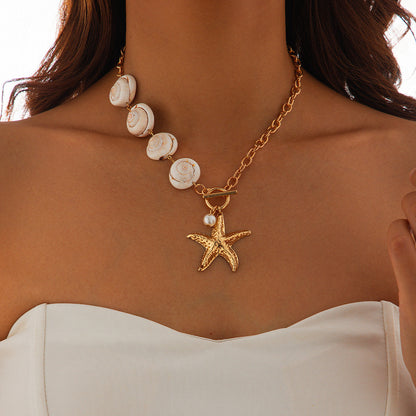 Bohemian Starfish Beaded Mermaid Shell Necklace