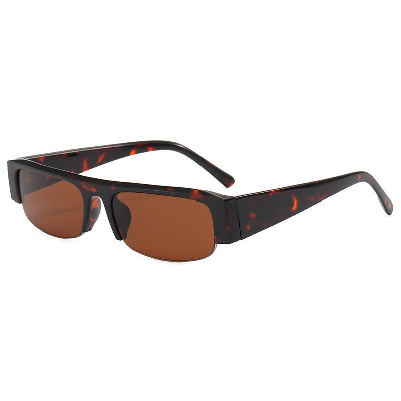 Trendy Half-Frame PC Sunglasses Stylish Square Sun Protection