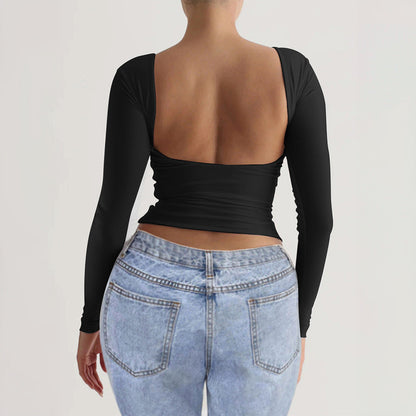 Casual Slim-Fit Knit Long Sleeve Top