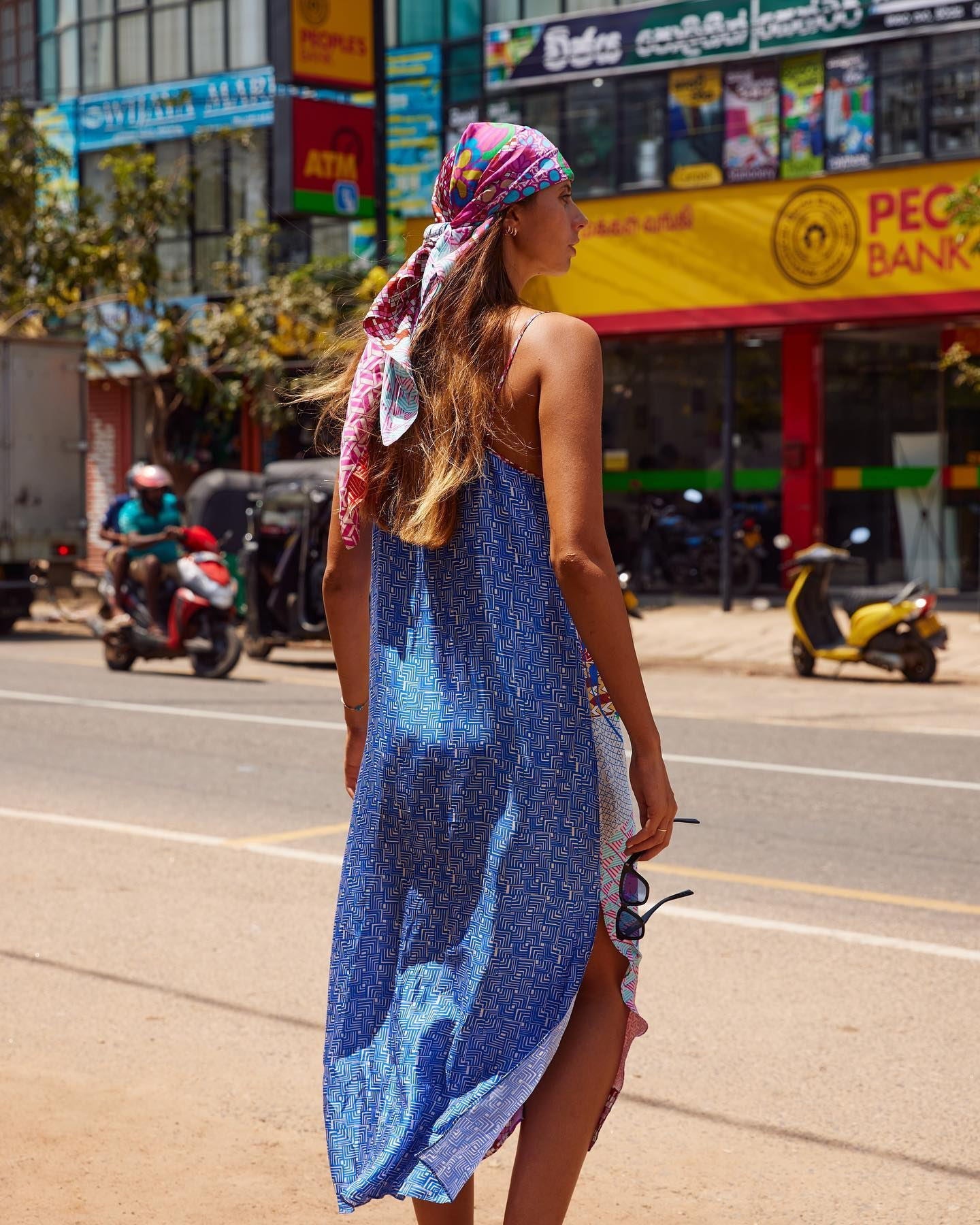 Hot Selling New Print V-Neck Strap Dress Seaside Beach Skirt