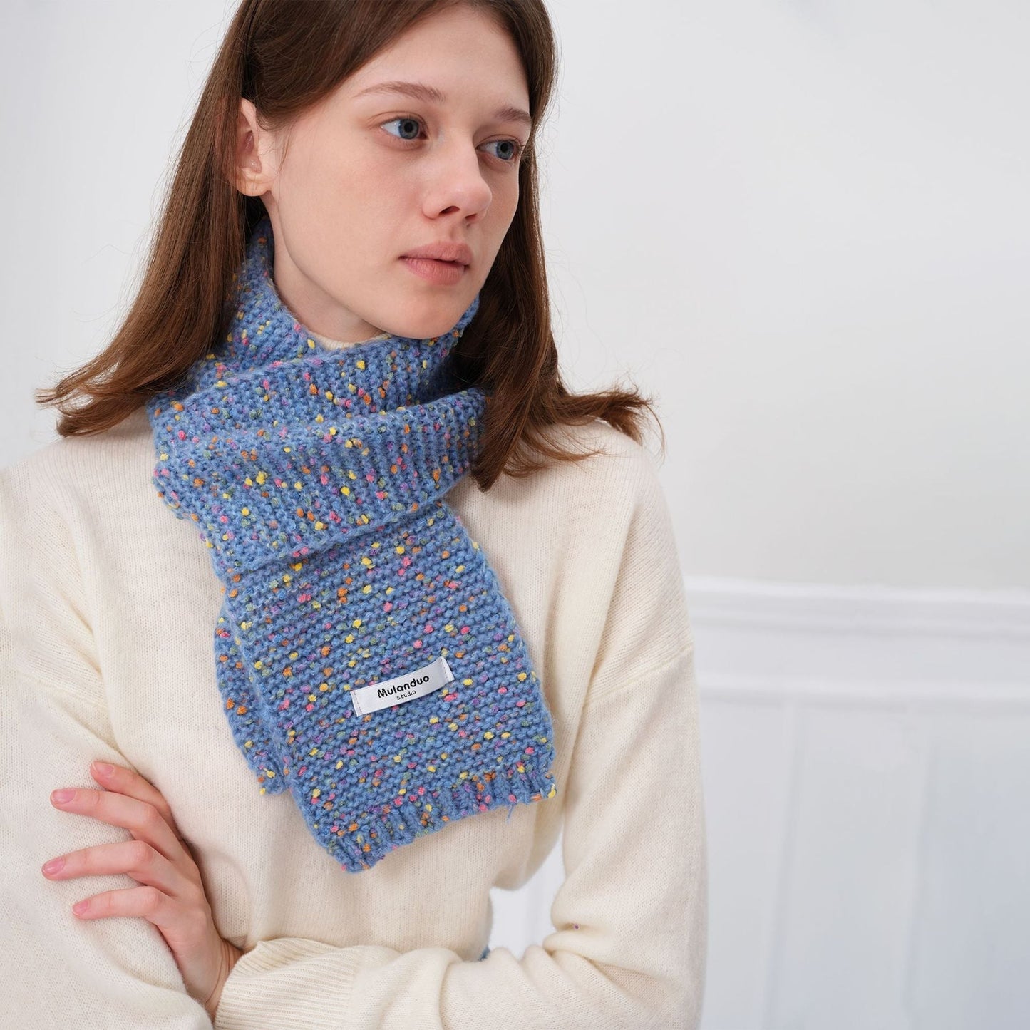 Multicolor Spot Short Knit Warm Scarve