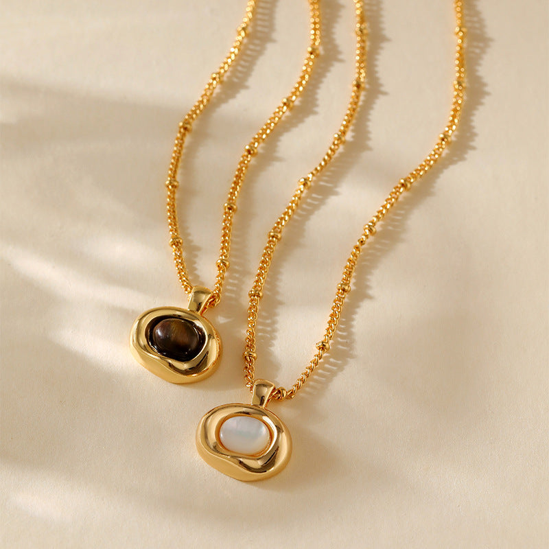 Vintage Shell Pearl Pendant Chain Necklaces