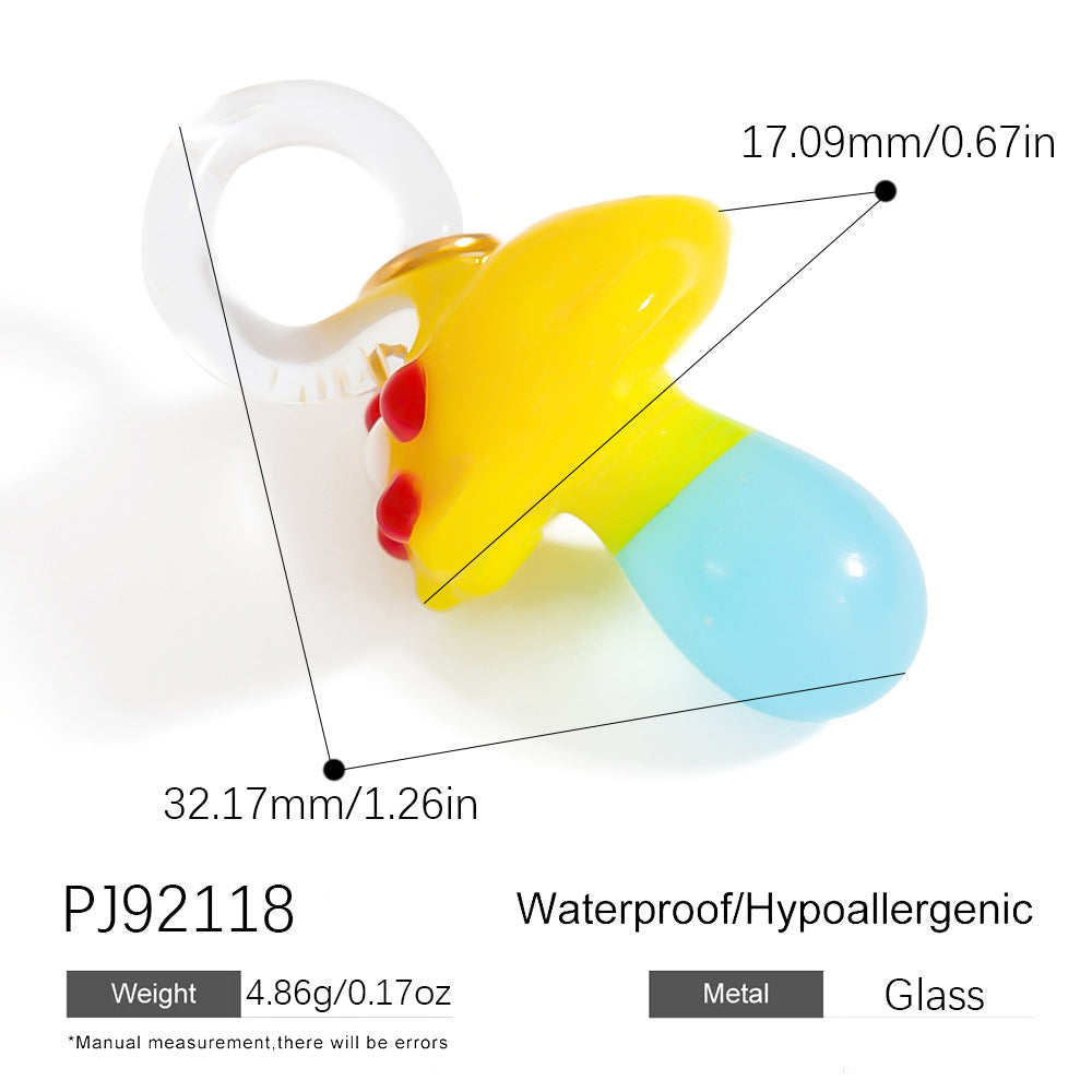 Hand-Painted DIY Jewelry Accessories Summer Dopamine Glass Heart Pendant