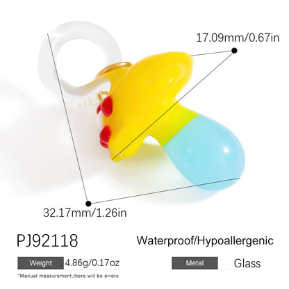 Hand-Painted DIY Jewelry Accessories Summer Dopamine Glass Heart Pendant