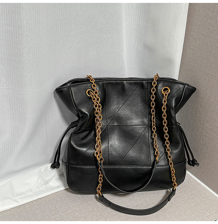 Retro Suede Tote Bag With Chain Strap Stylish Casual Shoulder Bag