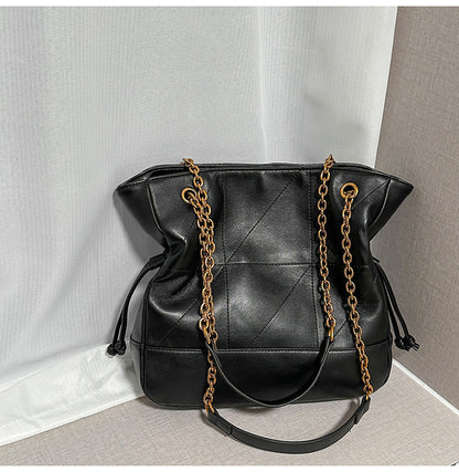Retro Suede Tote Bag With Chain Strap Stylish Casual Shoulder Bag