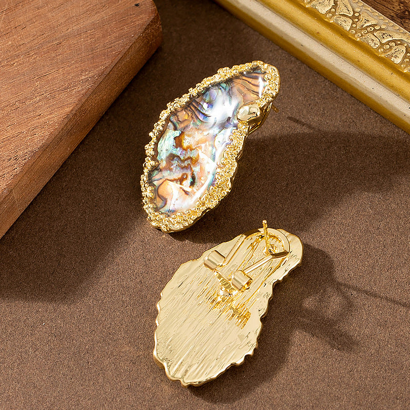 Chic Geometric Abalone Shell Earrings With 925 Silver Posts