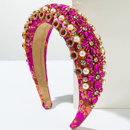 Embroidered Fabric Sponge Headband Vintage Baroque Style Headpiece for Women
