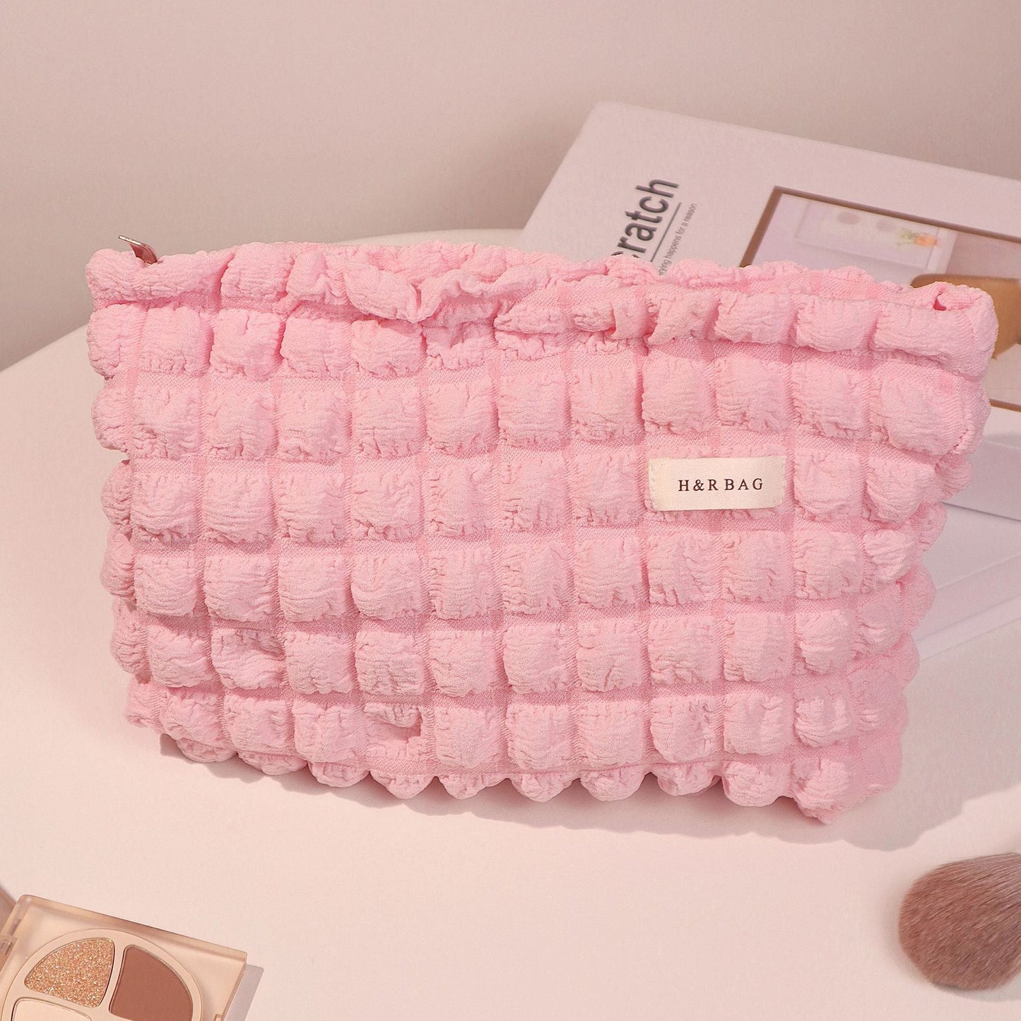 Solid Color Clody Puffer Coametic Bag