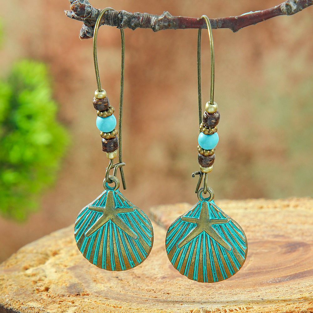 Bohemian Green Forest Earrings Set Artistic Vintage Style Geometric Accessories