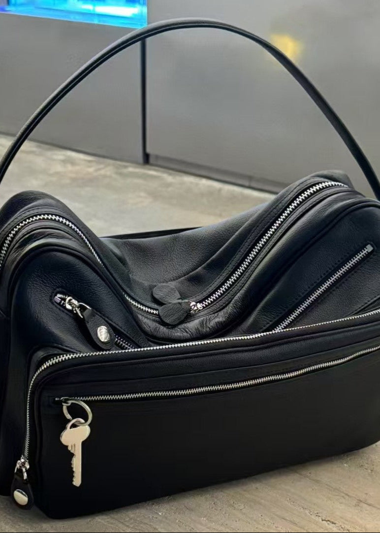 Crescent Bag Vegan Leather Zip Accent