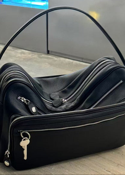 Crescent Bag Vegan Leather Zip Accent