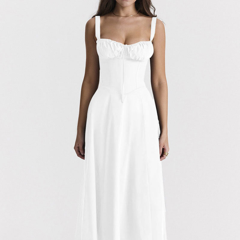 Floral Print Maxi Dress Gentle French Style Sleeveless Sundress