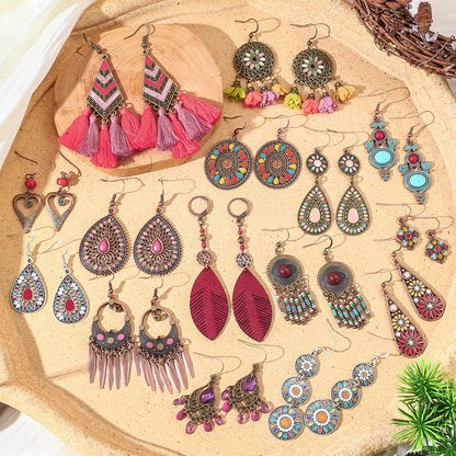 Bohemian Colorful Drop Oil Earrings Stylish Accessories