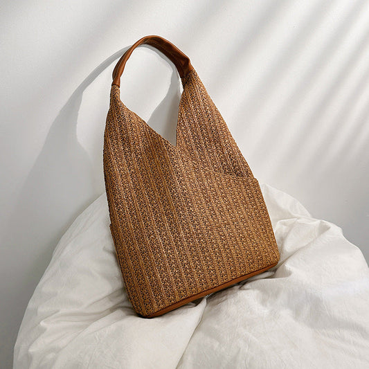 Large Capacity Straw Shoulder Bags