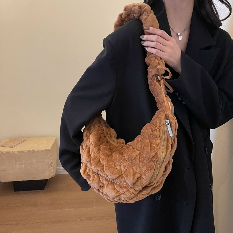 Trendy Velvet Cloud Tote Bag Soft Casual Shoulder Bag