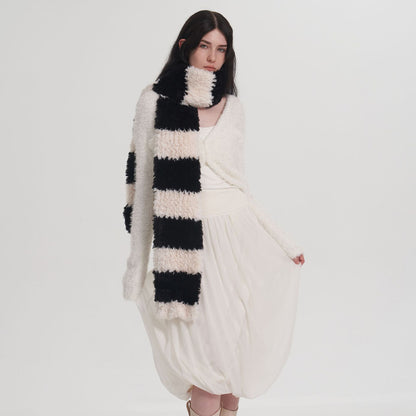 2+ Soft Cute Contrast Color Knit Scarves