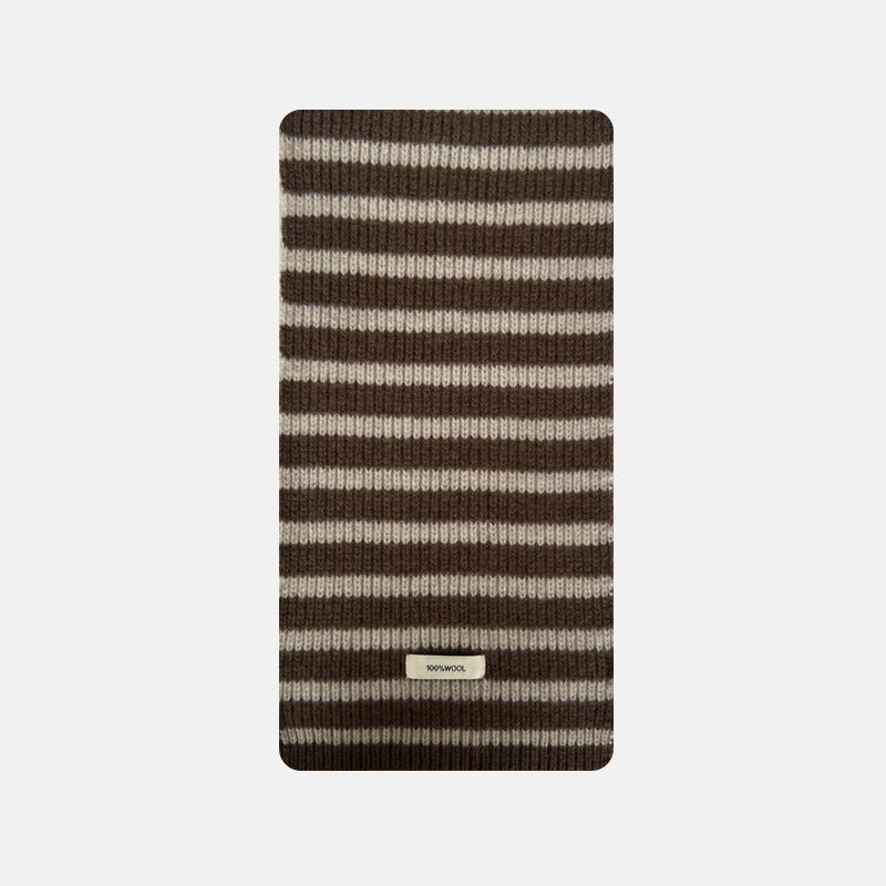 Plain Striped Wool Scarf Soft Warm Winter Neck Wrap