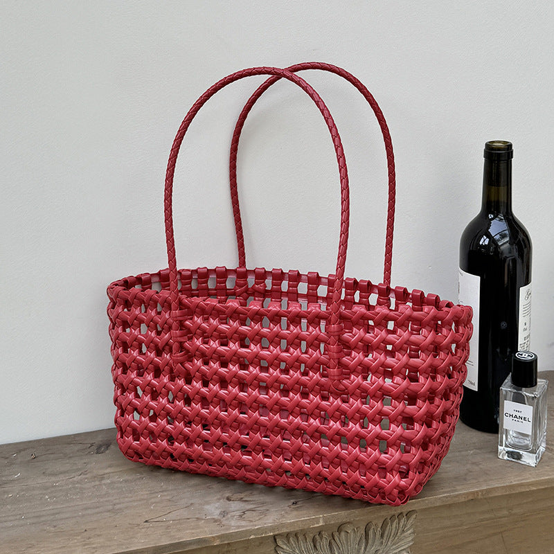 Woven Beach Tote Bag Casual PVC Stylish Handbag
