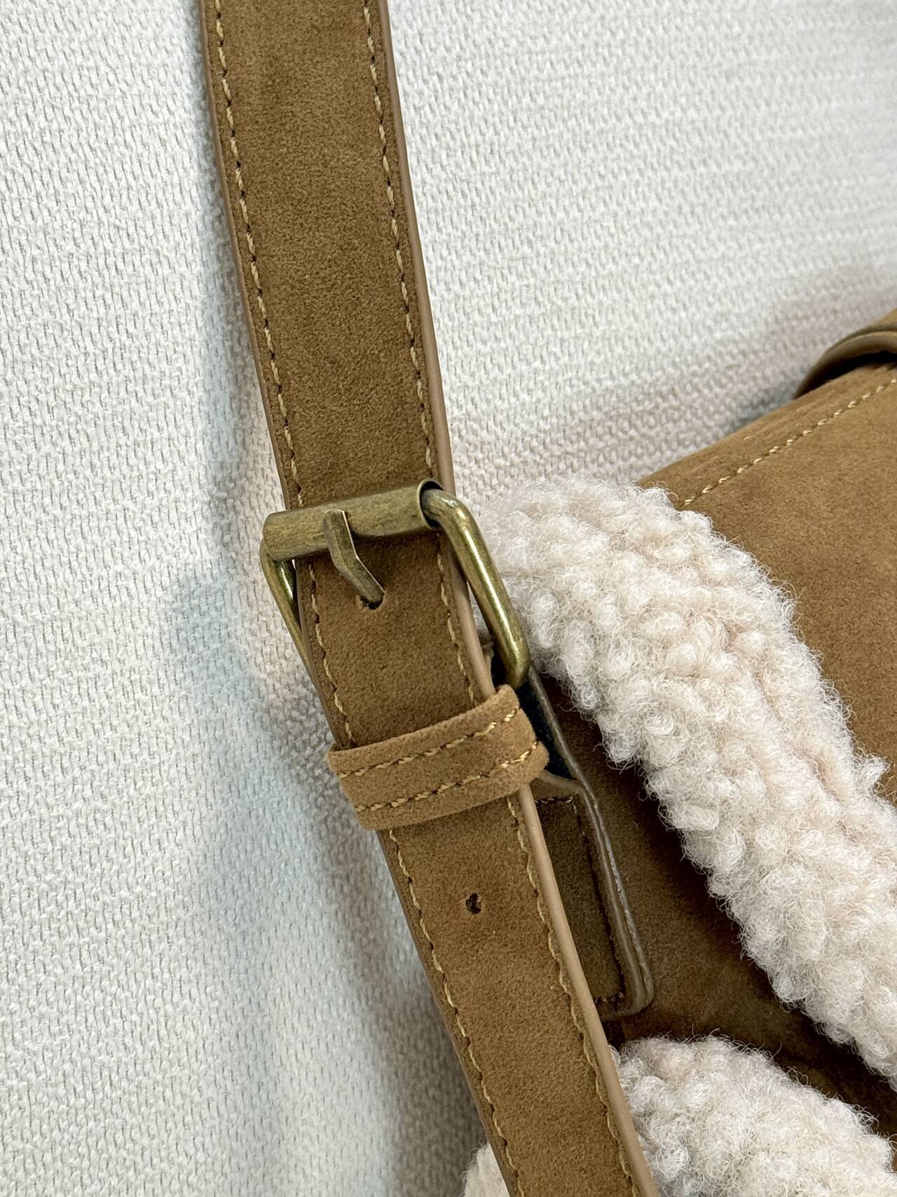 Vintage Suede Lamb Wool Crossbody Shoulder Bag