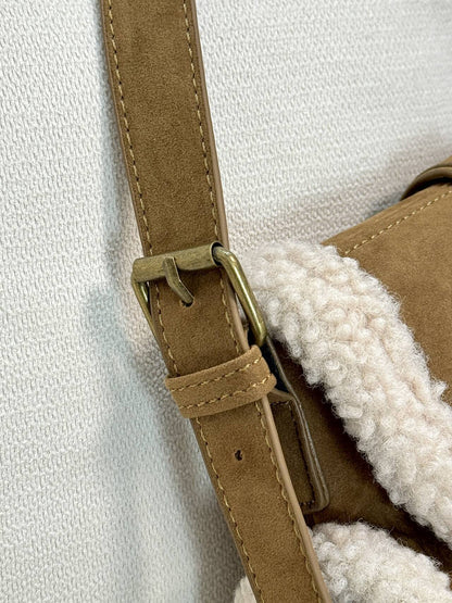 Vintage Suede Lamb Wool Crossbody Shoulder Bag