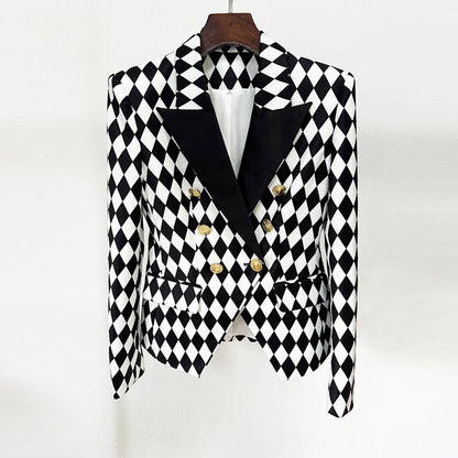 Black And White Check Blazer Jacket