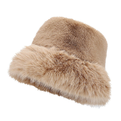 Simple Fluffy Faux Fur Thermal Bucket Hat