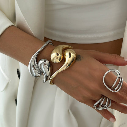 Trendy Irregular Alloy Bracelet Set Casual Waterdrop Lines