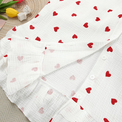 Love Print Flounce Sexy Sleepwear Sets