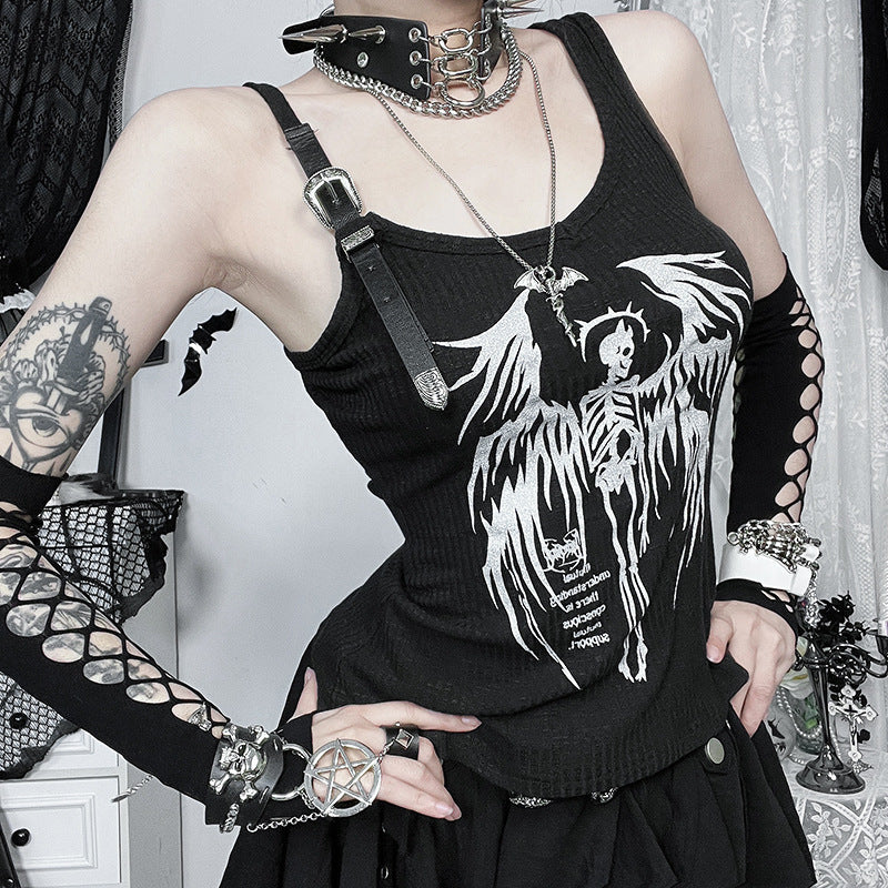Gothic Floral Print Cami Top Stylish Streetwear