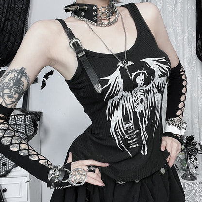 Gothic Floral Print Cami Top Stylish Streetwear