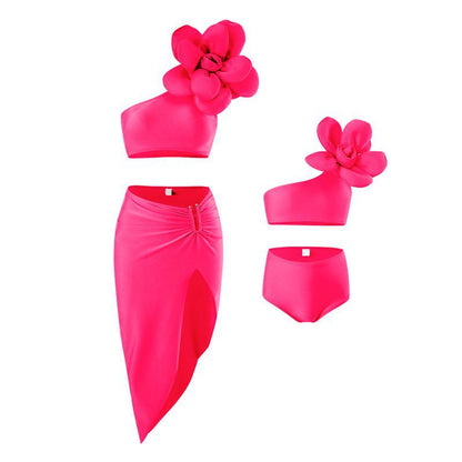 New Women'S Bikini Three-Piece Swimsuit Set With Skirt