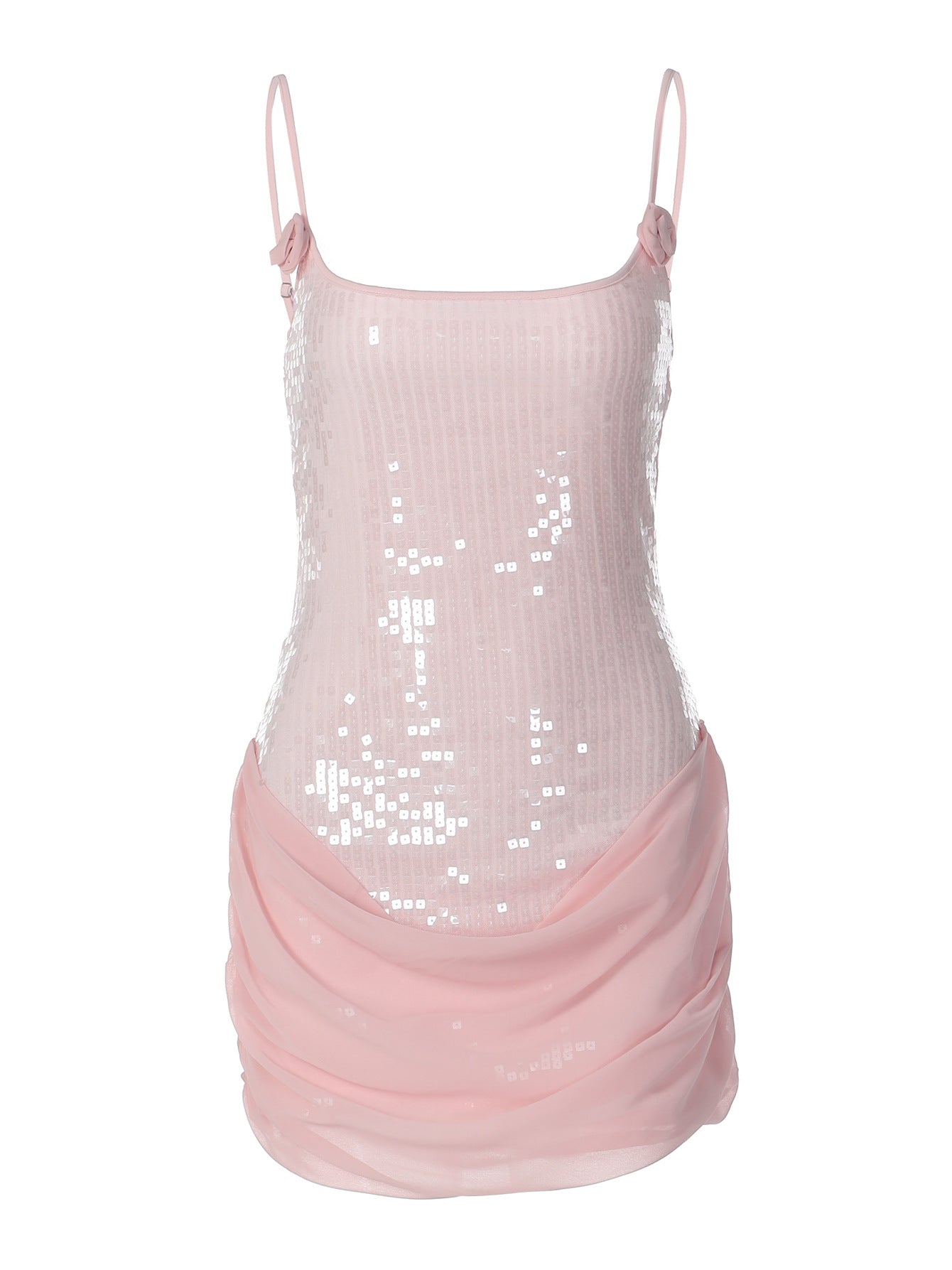 Fashionable Sequin Sleeveless Bodycon Dress with Mesh Details