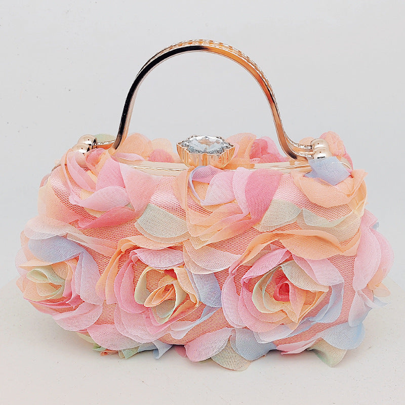 White Floral Evening Bag Elegant Bridal Purse for Parties