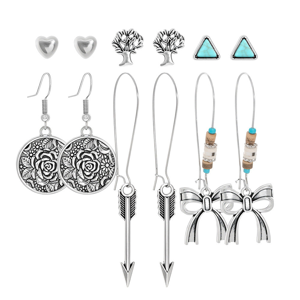 Trendy Bohemian Vintage Silver Earring Set