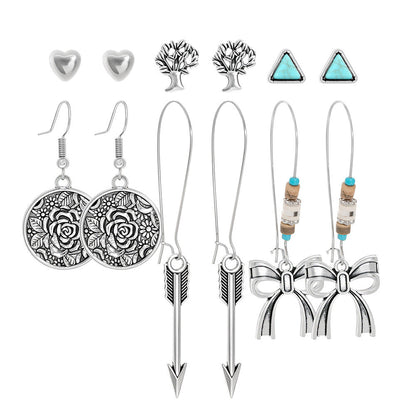 Trendy Bohemian Vintage Silver Earring Set