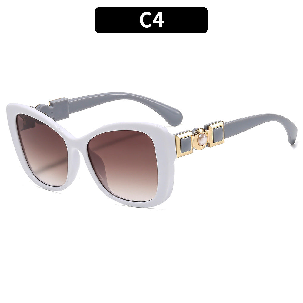 Elegant Butterfly Sunglasses with Pearl Accents UV400 Protection